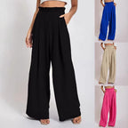 Damen Weite Culotte-Hose mit Falten und elastischem Bund