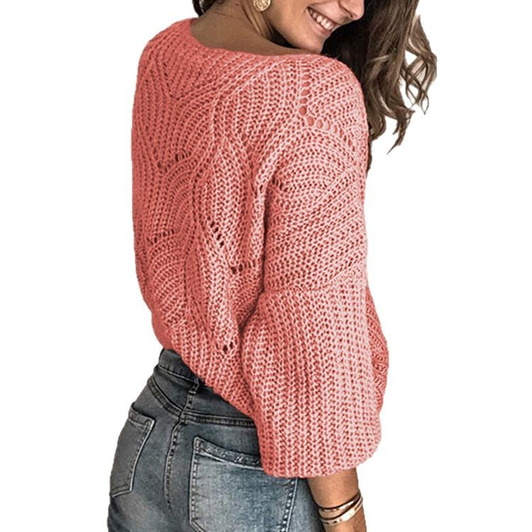 Damen luftiger Strickpullover mit lässigem Schnitt R&B