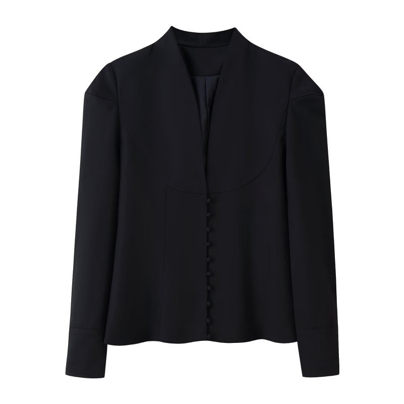 Damen Blazerjacke mit klassischem Kragen und eleganten Knopfdetails R&B
