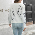R&B | Verspielter Strickpullover Mit Katzenmuster