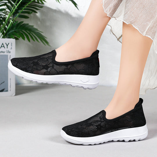 Damen Bequeme Spitzen Slip-On Schuhe R&B