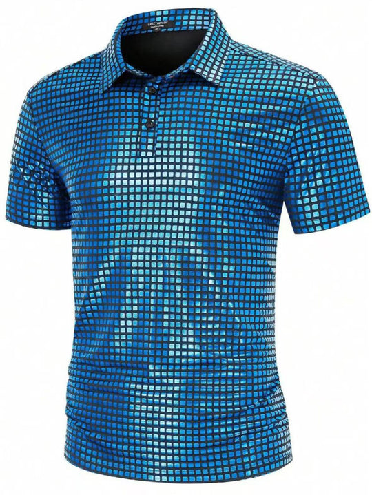 Herren Kurzarmhemd mit modernem Mosaikdesign R&B