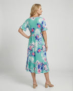 Damen Midikleid floral schwingend
