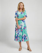 Damen Midikleid floral schwingend