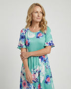 Damen Midikleid floral schwingend