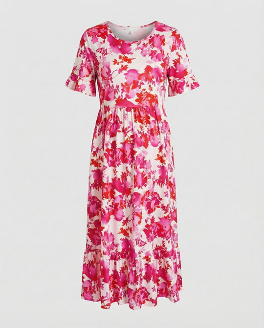 Damen Midikleid floral schwingend