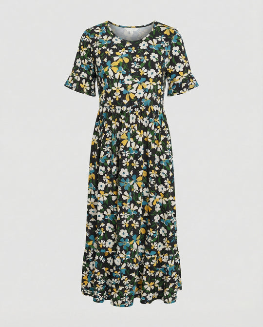 Damen Midikleid floral schwingend