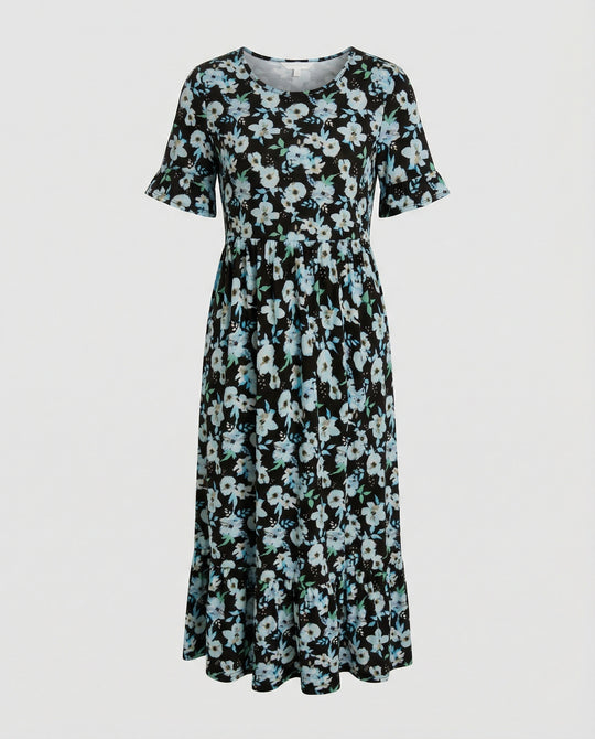 Damen Midikleid floral schwingend