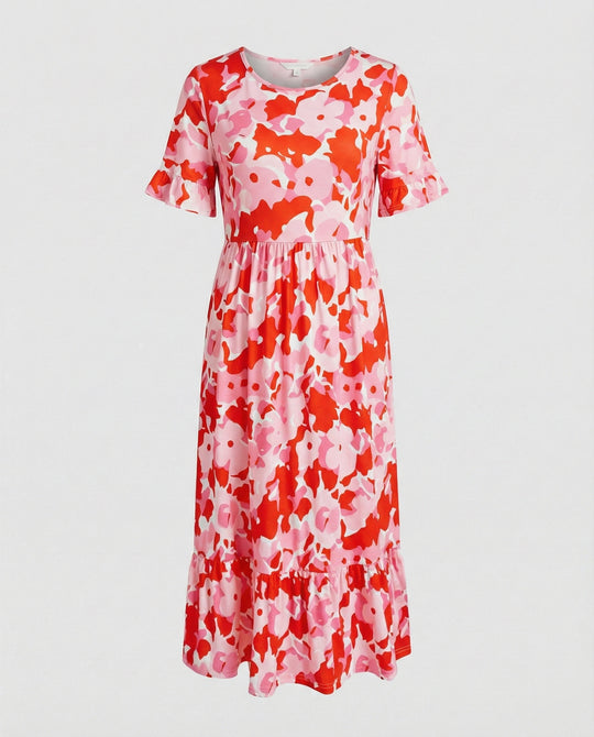 Damen Midikleid floral schwingend