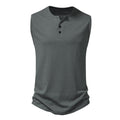 Herren ärmelloses Henley-Shirt mit modernem Knopfdesign