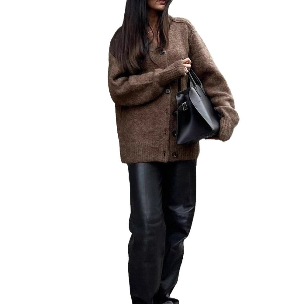 Damen Cardigan aus weichem Strickstoff mit Knopfverschluss R&B