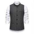 Herren elegante Weste im Herringbone-Design mit funktionalen Taschen R&B