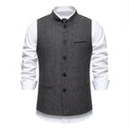 Herren elegante Weste im Herringbone-Design mit funktionalen Taschen R&B