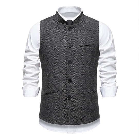 Herren elegante Weste im Herringbone-Design mit funktionalen Taschen R&B