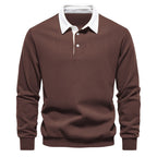 Herren nan elegantes Langarm-Poloshirt mit Kontrastkragen R&B