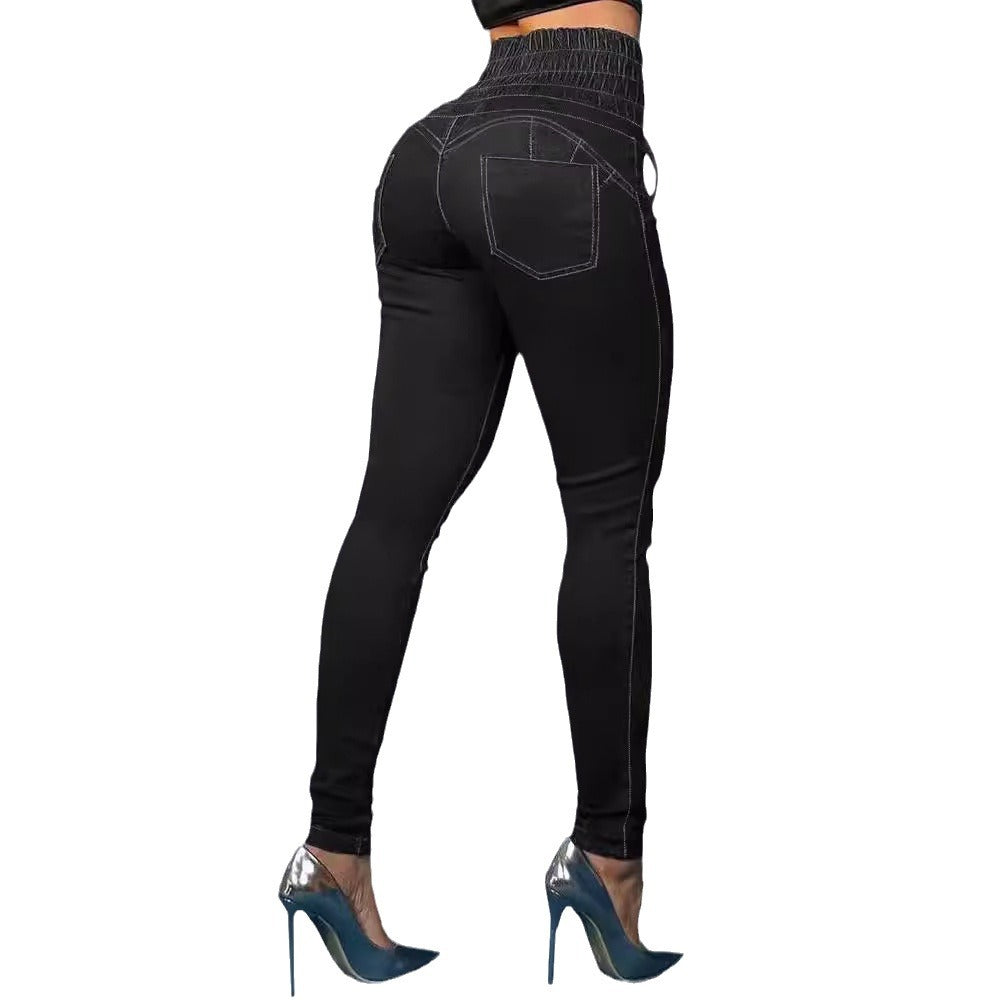 Damen Hochtaillierte Jeggings mit Schnürung R&B
