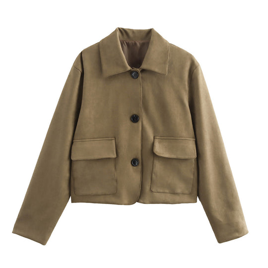 Damen modische und hochqualitative Übergangsjacke mit großen aufgesetzten Taschen R&B