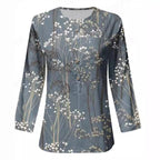 Damen Lange Ärmel Bluse mit Knopfleiste und Blumenmuster R&B