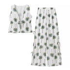 Damen Palazzo-Hose mit floralem Palmbaum-Print und seitlichen Schnürdetails R&B