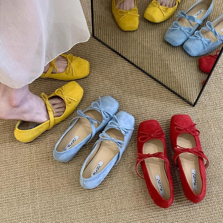 Damen elegante Ballerinas mit modischem Schleifenakzent und bequemer Sohle R&B