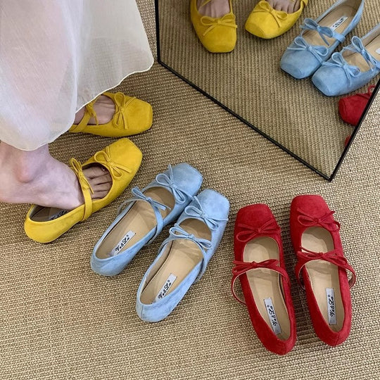 Damen elegante Ballerinas mit modischem Schleifenakzent und bequemer Sohle R&B