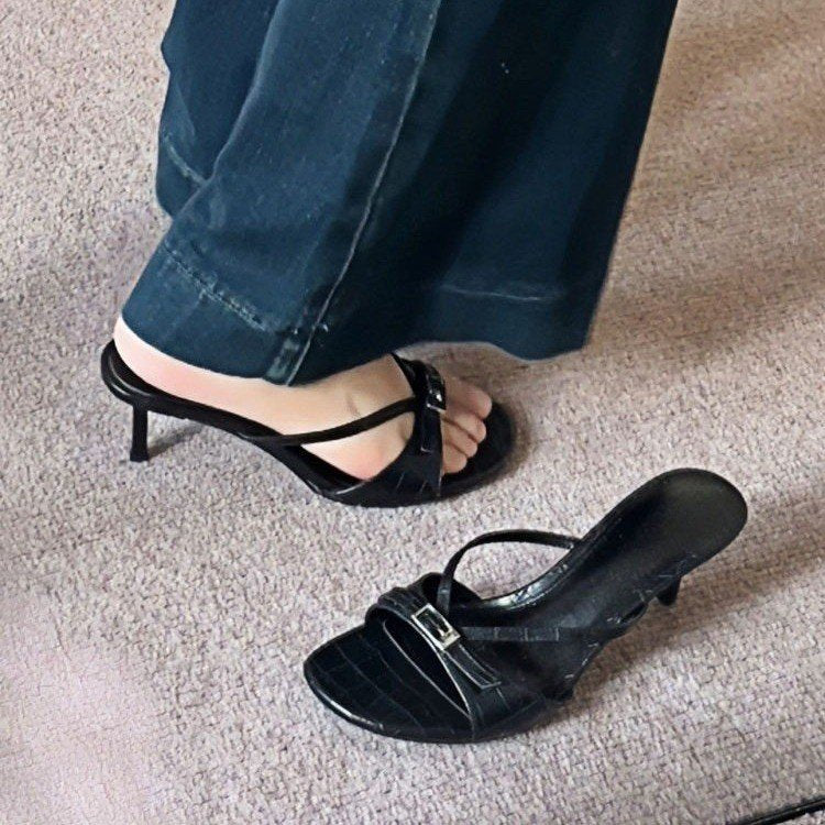 Damen Elegante und stilvolle Sling-Sandalen mit modischem Riemchen und hochkomfortablem Absatz R&B