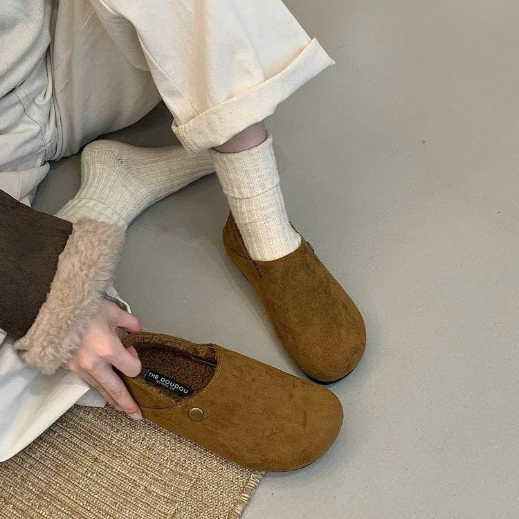 Damen bequeme Hausschuhe aus weichem Wildleder mit wärmendem Innenfutter R&B