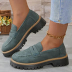 Damen Modische Slip-On Loafer mit komfortablem Plateau und rutschfester Sohle EB