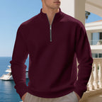 Herren lässiger Stehkragenpullover mit funktionalem Reißverschluss R&B