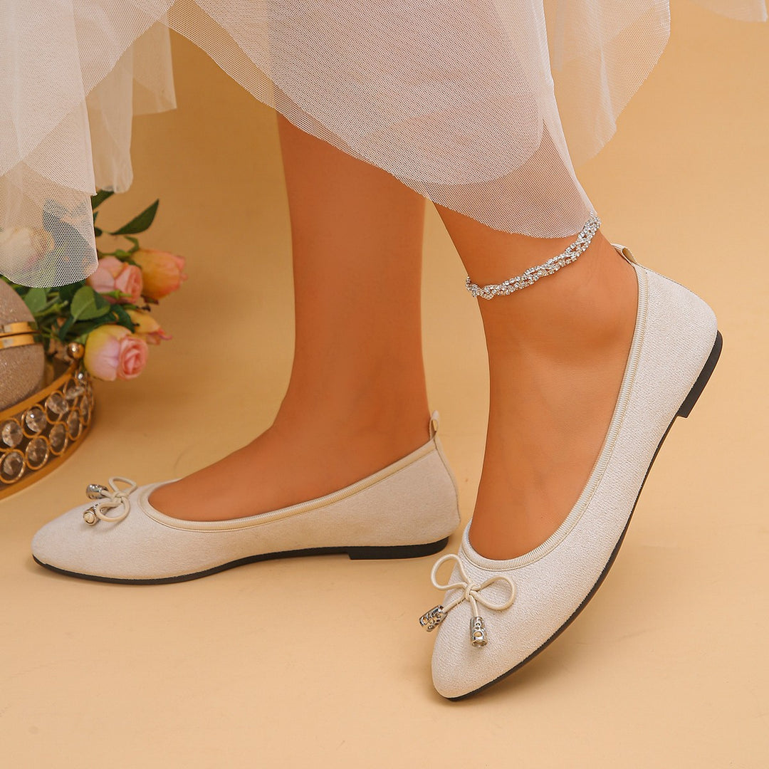 Damen Ballerinas mit dezentem Strassdetail und modischer Schleife R&B