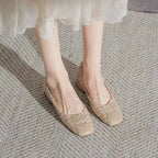 Damen elegante Ballerinas mit modischem Tweed-Obermaterial und komfortablem Fußbett R&B