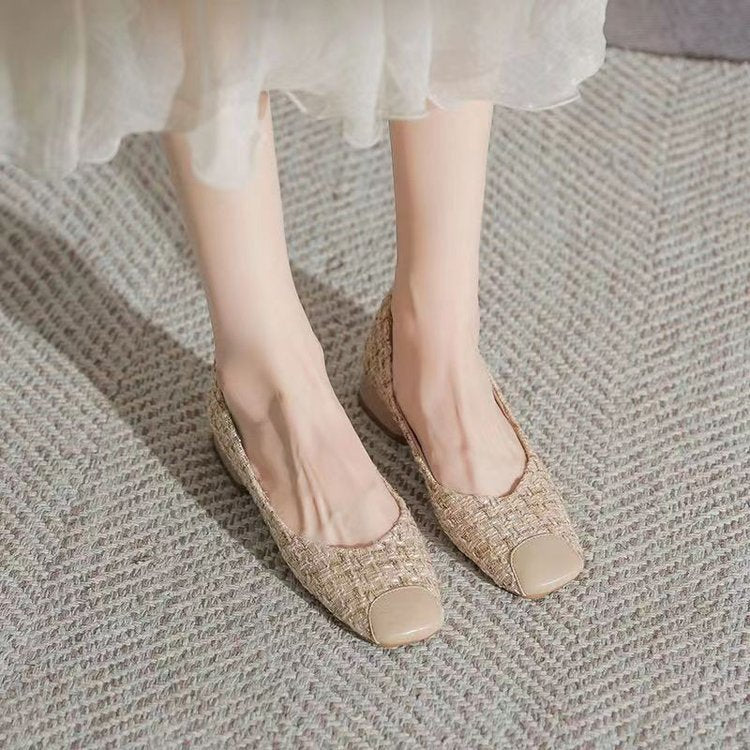 Damen elegante Ballerinas mit modischem Tweed-Obermaterial und komfortablem Fußbett R&B