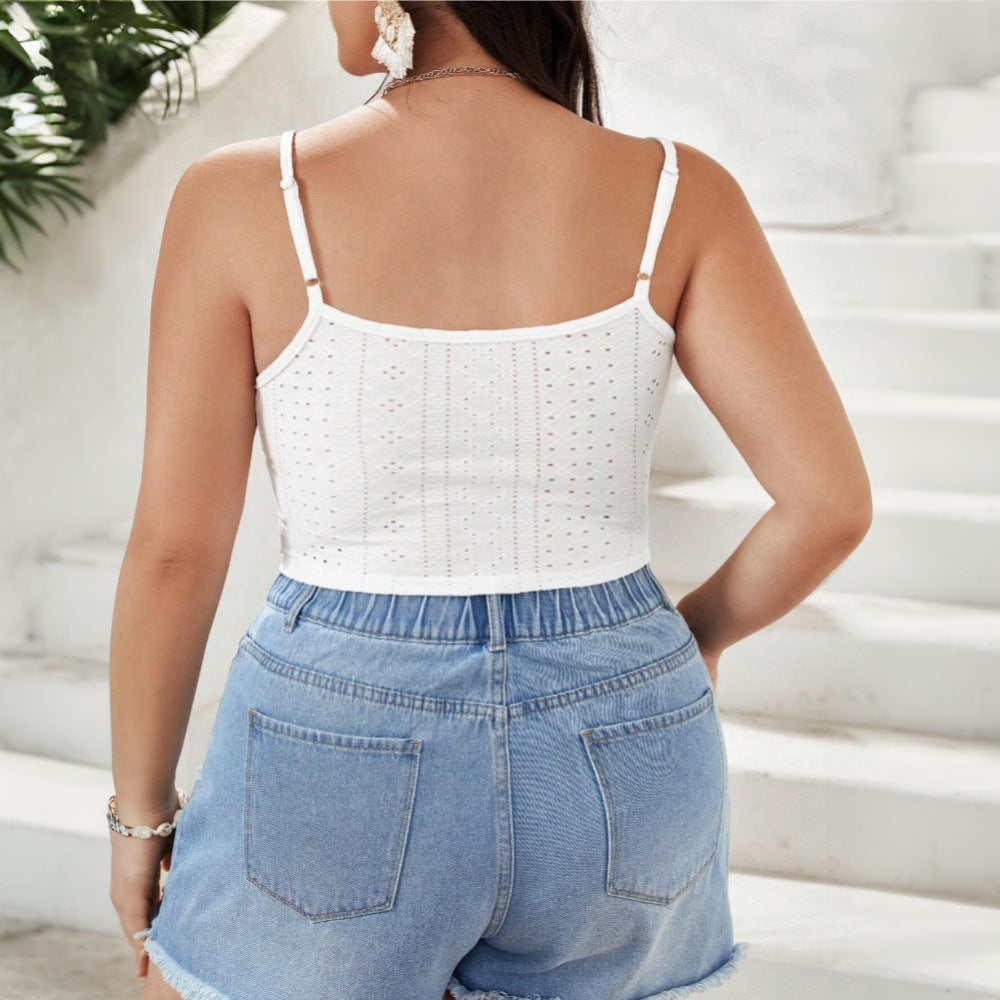 Damen Gesticktes Crop-Top R&B