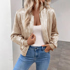 Damen Glänzende Bomberjacke R&B