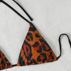 Damen Triangel-Bikini mit hochgeschnittenem Unterteil und animalischem Muster R&B