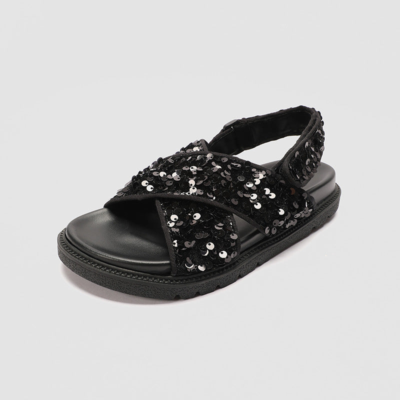 Damen Glitzernde Sandalen mit hochwertigem Riemendesign R&B