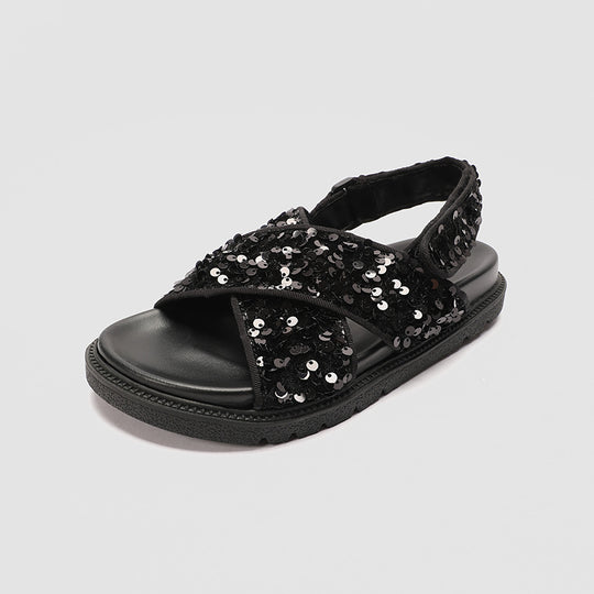 Damen Glitzernde Sandalen mit hochwertigem Riemendesign R&B
