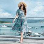 Damen Sommermaxikleid mit verspielt fließendem Schnitt und Blumenmuster R&B