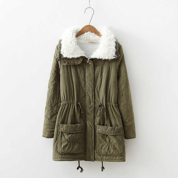 Damen gerade geschnittene Winterjacke mit kunstfellbesetztem Kragen und praktischen Taschen R&B