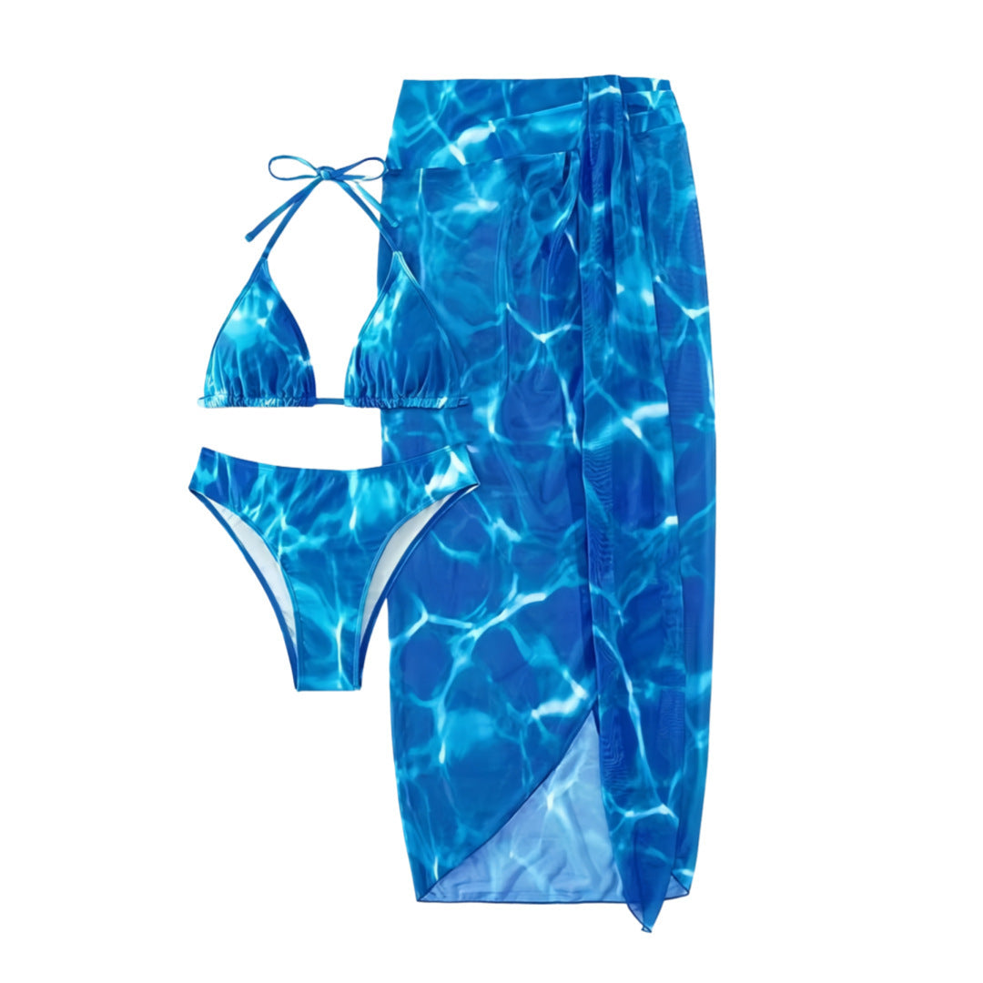 Damen Triangel-Bikini-Set mit eleganter Strandsarong R&B