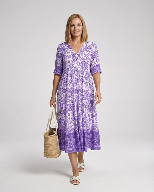 Damen Blumenkleid Midi Boho