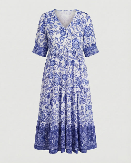 Damen Blumenkleid Midi Boho
