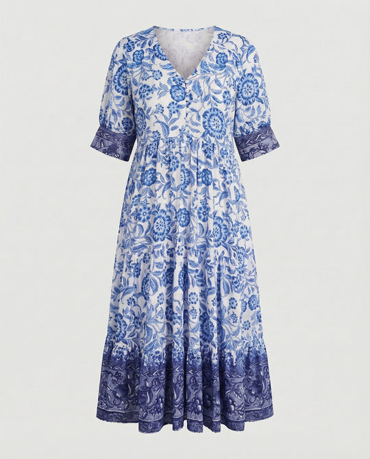 Damen Blumenkleid Midi Boho