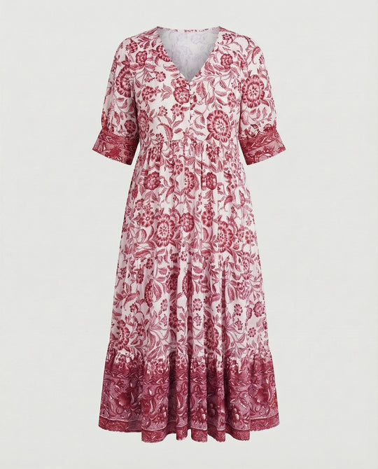 Damen Blumenkleid Midi Boho