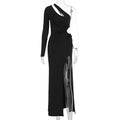 Damen Elegantes asymmetrisches Kleid mit Schößchen und hautfreundlichem Stoff R&B
