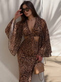 Damen Figurbetontes Kleid mit Leopardenmuster und Raffungen