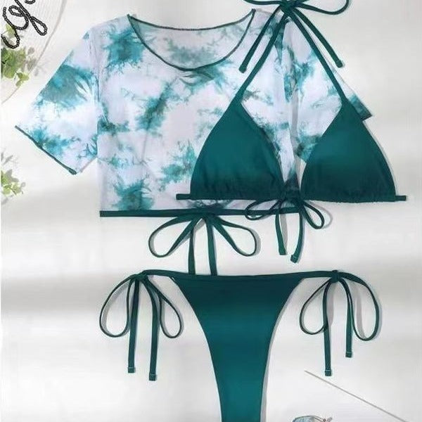 Damen Bikini-Set mit modischem Crop-Top und hochgeschnittenem Slip R&B