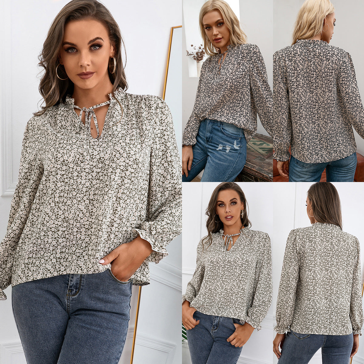 Damen Bluse mit Blumenmuster