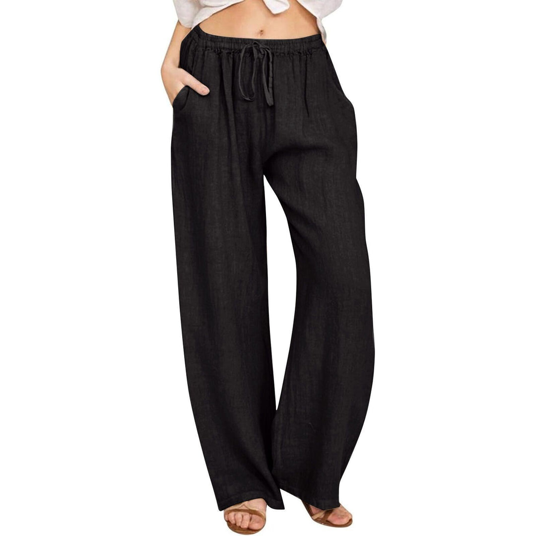 Damen Weite Leinenhose mit elastischem Bund und praktischen Eingrifftaschen R&B