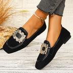 Damen elegante Ballerinas mit geschmackvollem Tiermuster und funkelndem Schmuckdetail R&B
